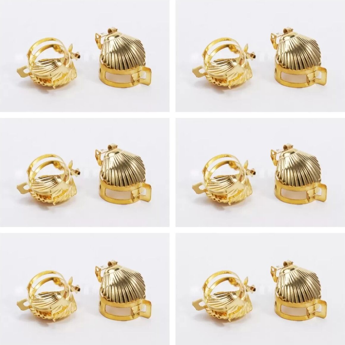 INF Verstellbarer Muschel-Kerzenlöscher automatisch - 6er Set, Metall-Dochtlöscher Gold
