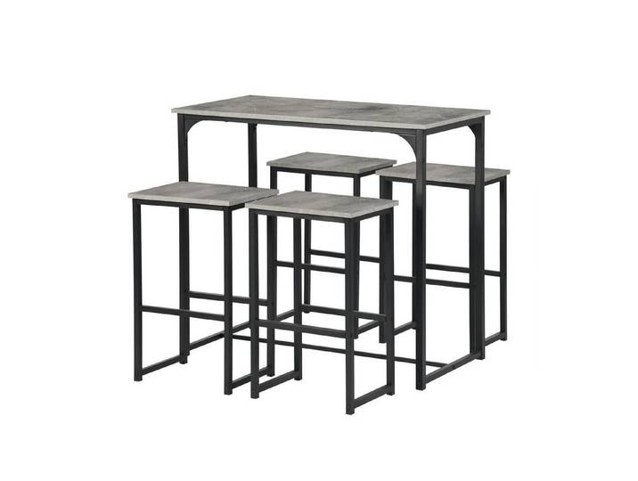 LuxusKollektion Bartisch Bartisch Set mit 4 Hocker Grau (1-St)