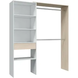 Dmora Garderobe Miramar, Struktur für begehbaren Kleiderschrank, Offener Kleiderschrank ohne Türen, 158x40h187 cm, Weiß und Eiche