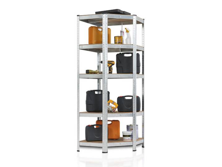 Juskys Eckregal Lagerregal Corner Basic verzinkt 180x70x70 cm, Silberfarben, Metall, 70x180x70 cm, Freizeit & Co, Heimwerken, Werkstatteinrichtung
