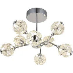 LED Deckenleuchte Deckenlampe Wohnzimmerlampe Kristalloptik Silber Ø 68 cm