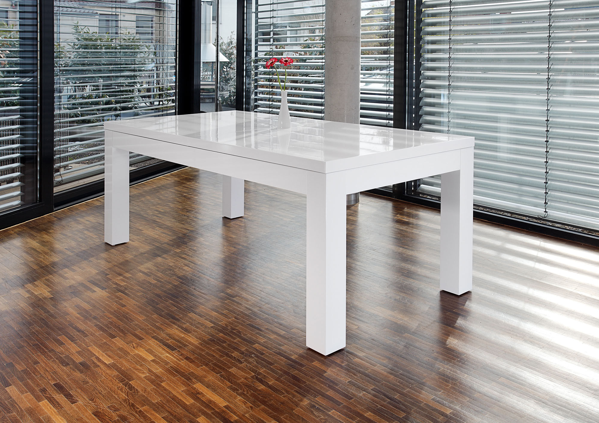 Esstisch SALESFEVER "Odense - Design Tisch für stilvolle Mahlzeiten", weiss (weiß), B:180cm H:75cm T:90cm, Tische, Esstisch, Mit praktischen Ansteckplatten erweiterbar weiß B/H/T: 180cm x 75cm x 90cm, Ansteckplatten