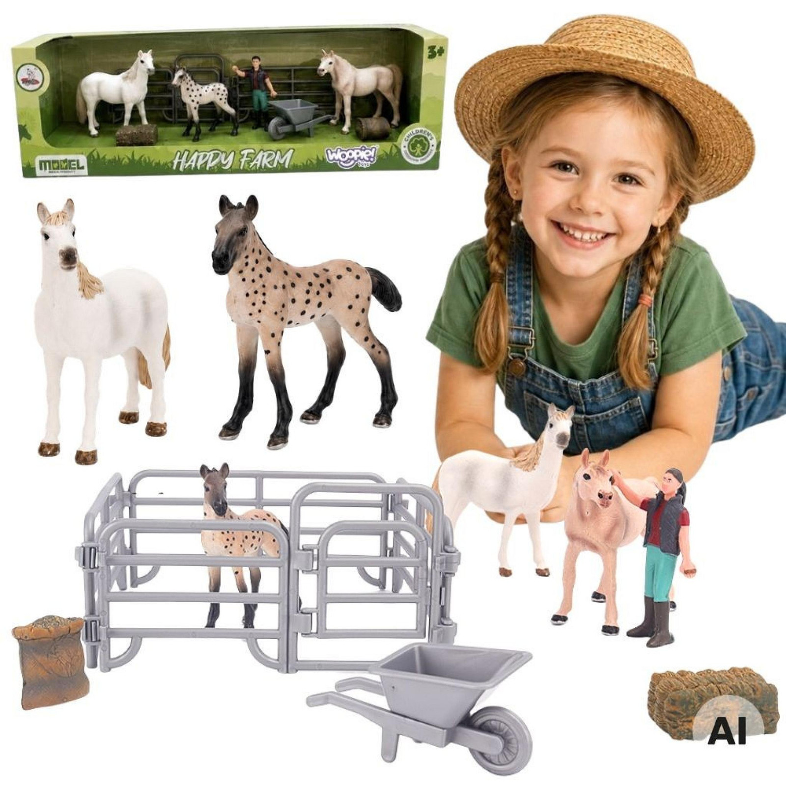 Woopie Farm Horses Figurenset Kleine Boer met 11 accessoires