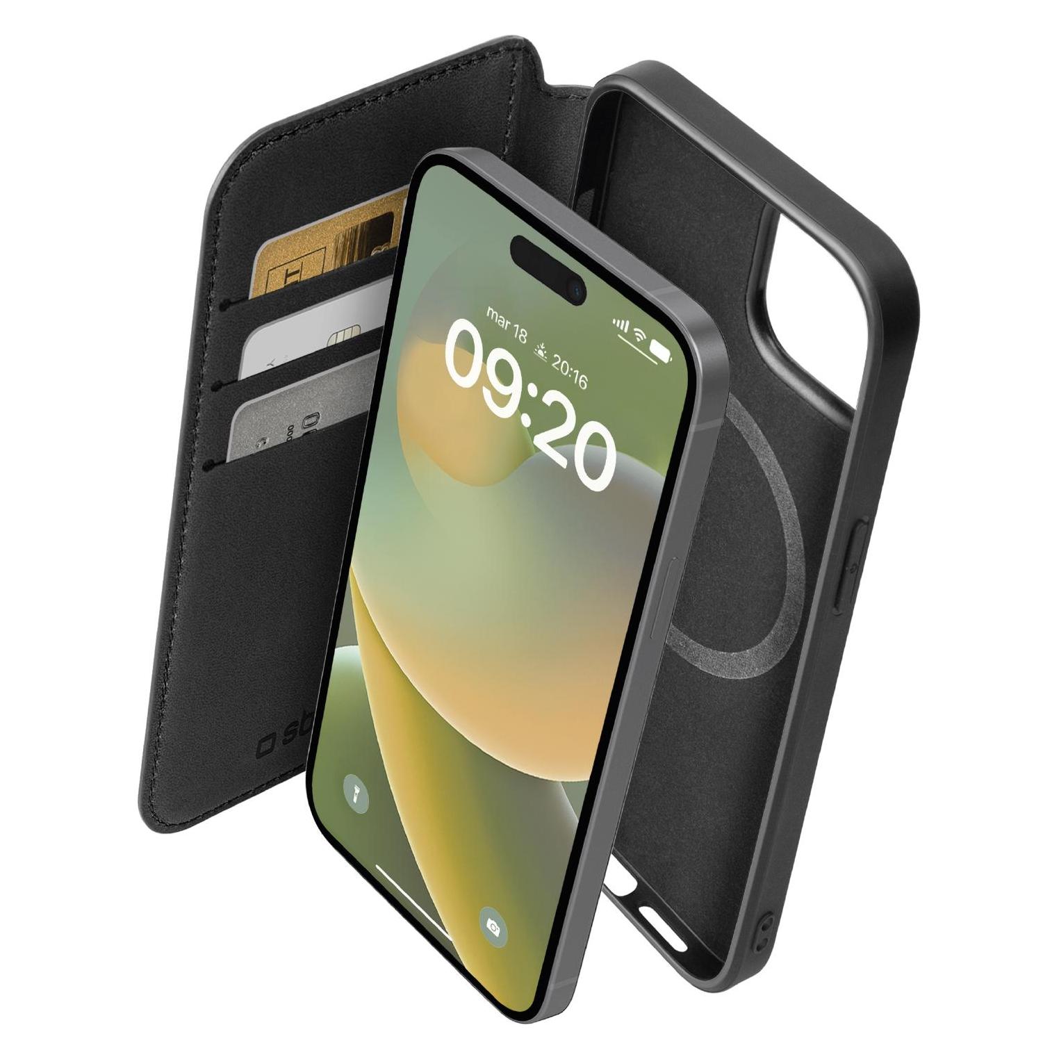 SBS Book Wallet MagSafe iPhone 15 Plus schwarz (Apple iPhone 14 Plus, Apple iPhone 15 Plus) (TEBKMAGSFIP1567K)