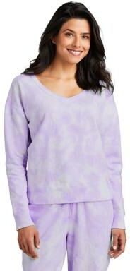 Port & Company LPC140V Women's Beach Wash Cloud Tie-Dye V-Neck Sweatshirt size Medium   Cotton/Polyester Blend