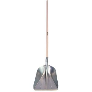 SHW Schneeschieber 55704, mit Stahlschutzkante, 32cm breit, aus Aluminium, mit Holzstiel