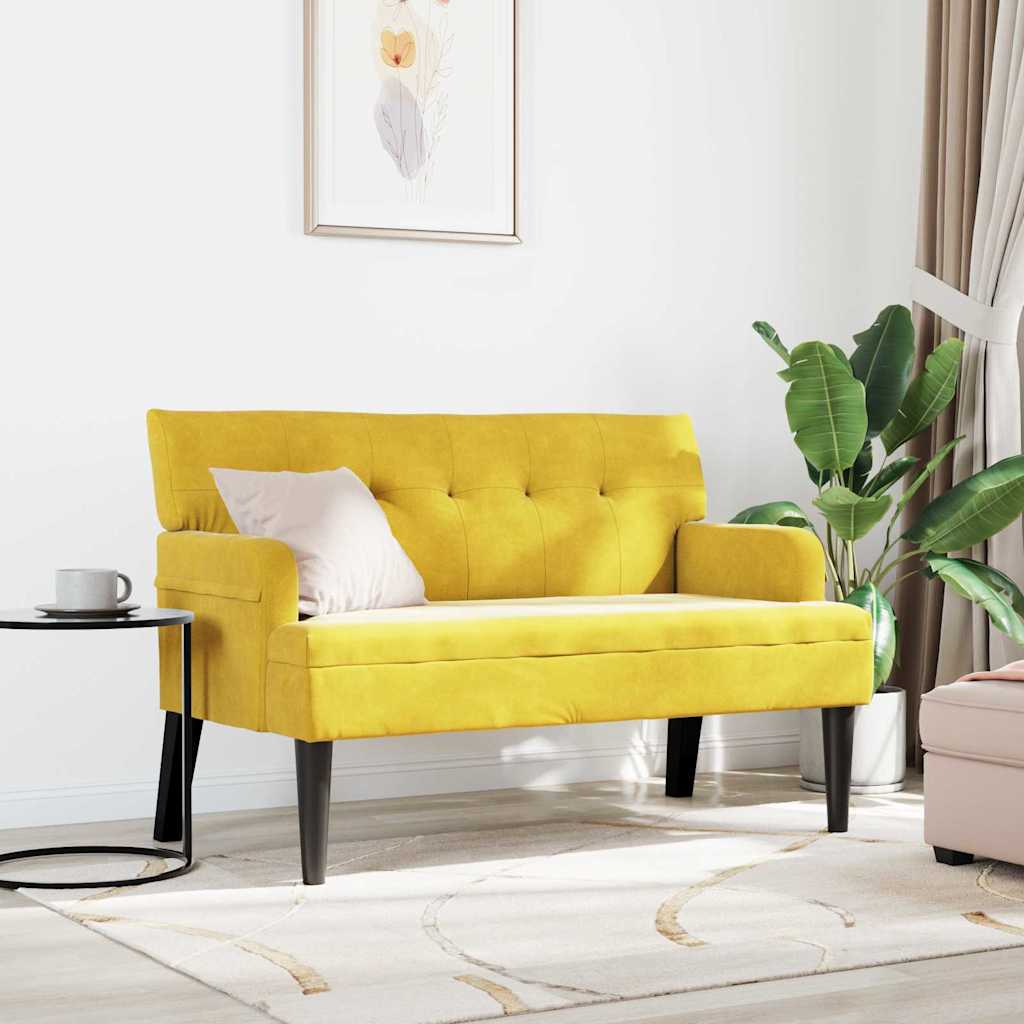 vidaXL Chesterfield Bench Jaune 112 x 65,5 x 75 cm Velours