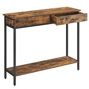 Vasagle Konsolentisch LNT015B01, vintage braun, mit 2 Schubladen, (B/H/T) 100 x 80 x 30cm, Metall / Holz