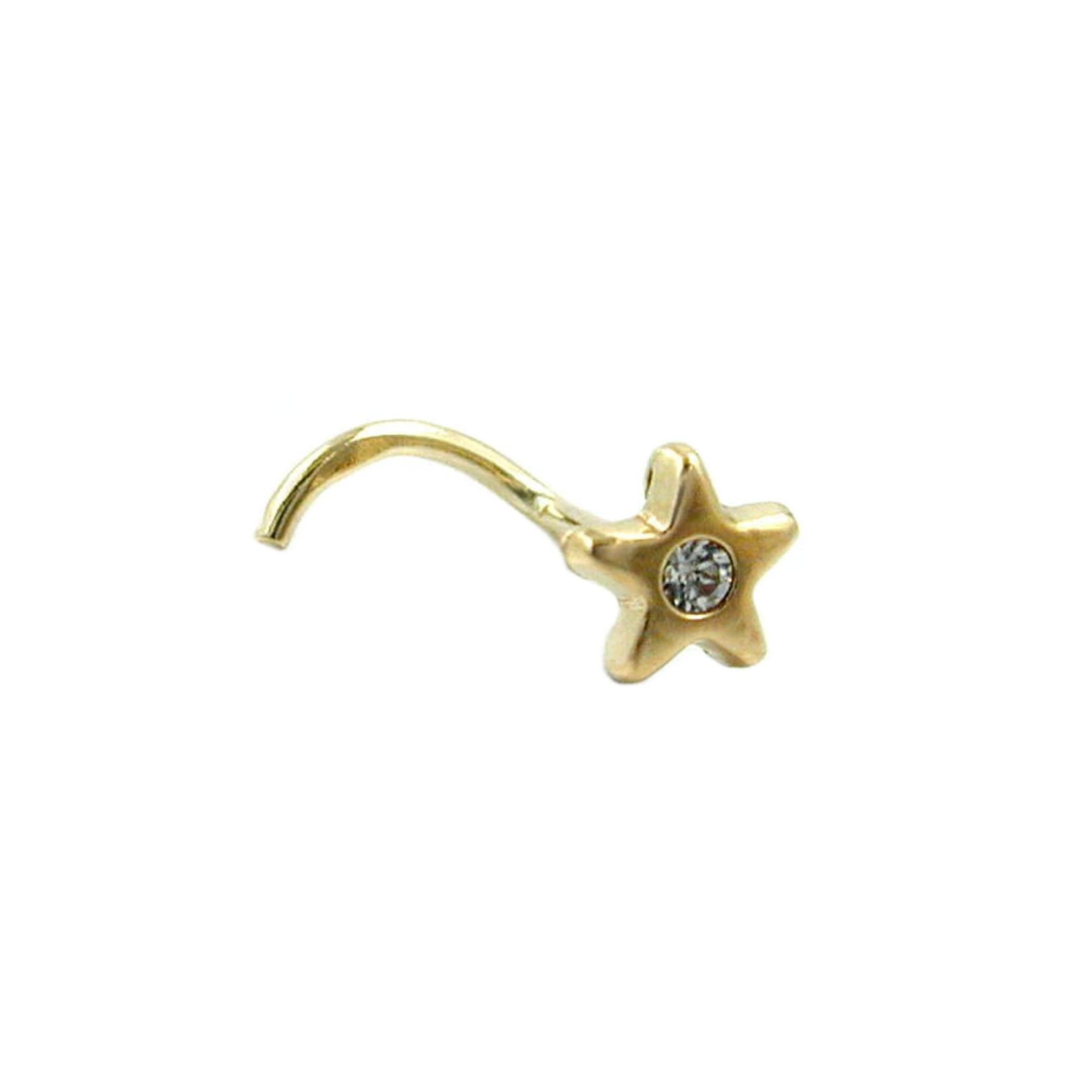 Gallay Nasenstecker 4mm Stern mit Zirkonia weiß 14Kt GOLD