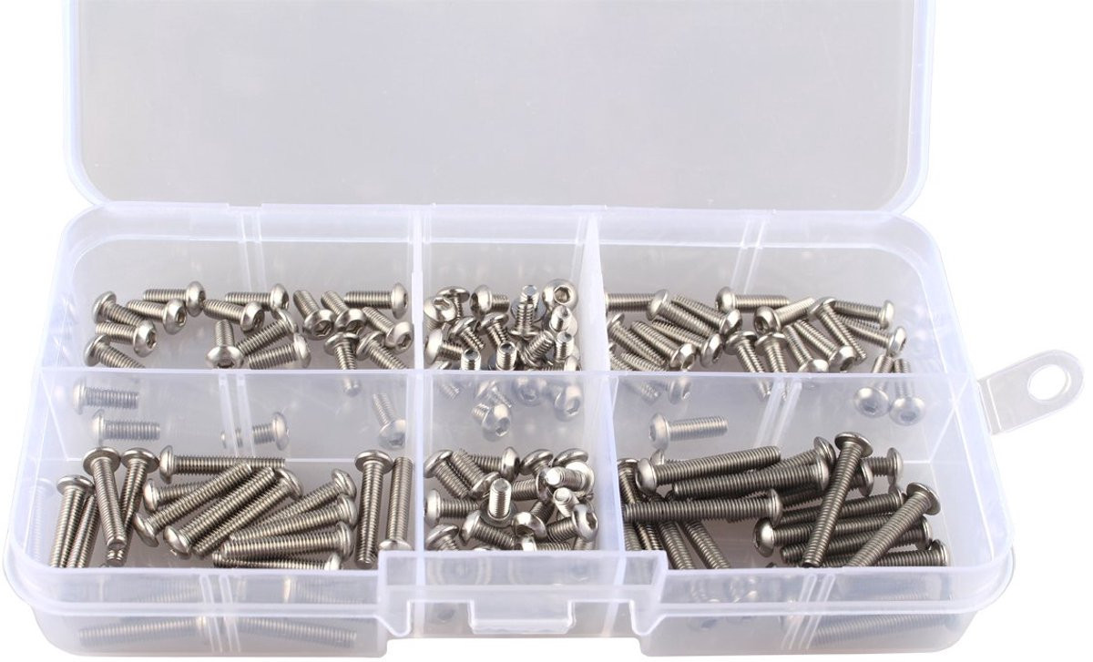 120 stuks M3 roestvrijstalen knop zeskantkop inbusschroeven assortiment kit