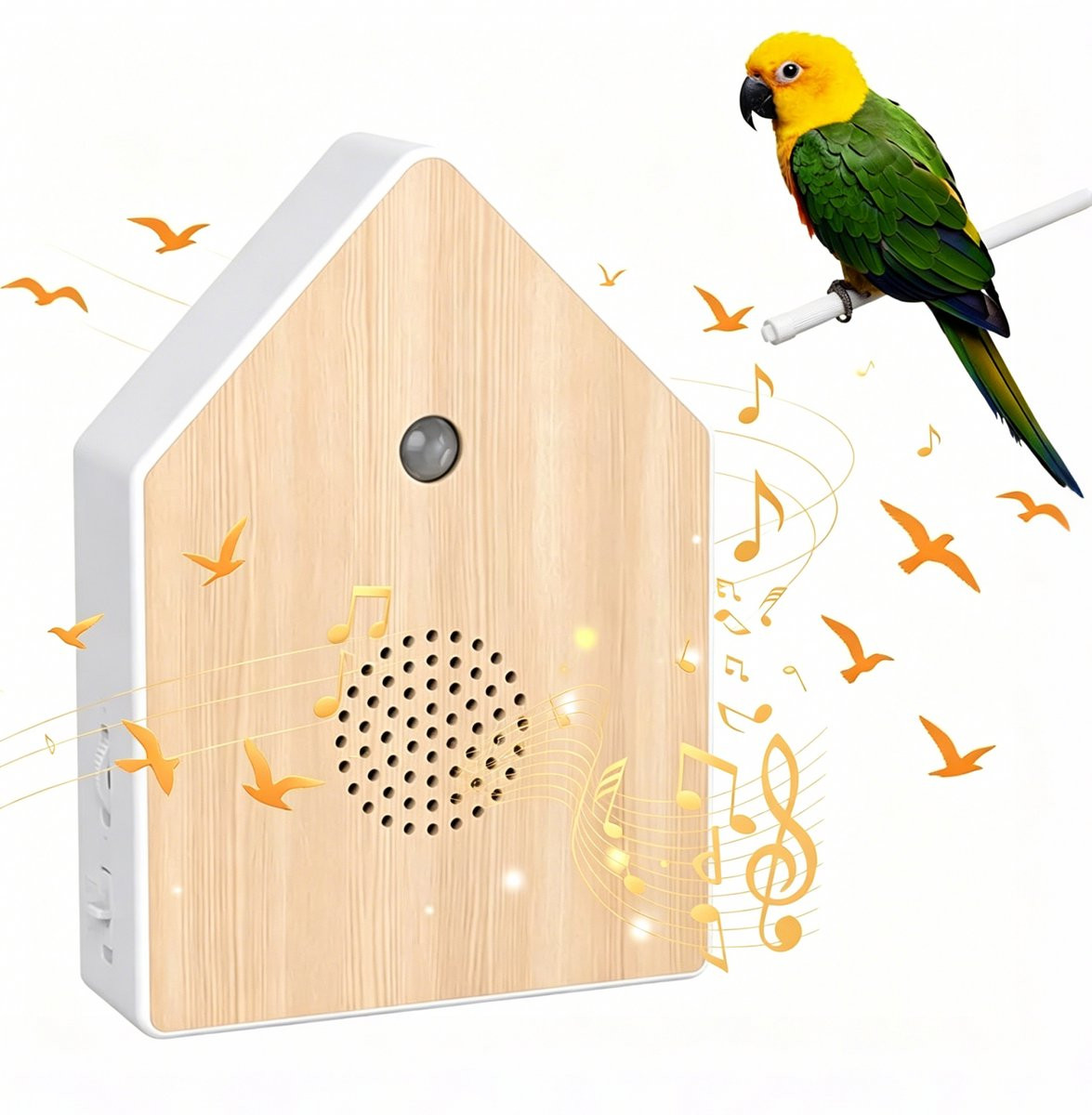 PZCC Vogelgeluiden Box - Houten Decoratie met Bewegingssensor voor Natuurgeluiden en Ontspanning