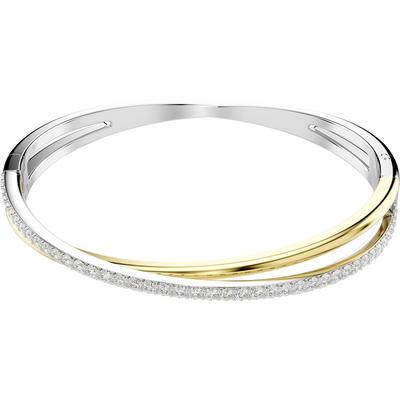 Armreif SWAROVSKI "Schmuck Geschenk Armschmuck Hyperbola" Gr. L, gold (metallfarben, gelbgoldfarben, kristallweiß, kristallweiß), Armbänder, Damen, L, Metall, Armreif, mit Swarovski Zirkonia (synth.)