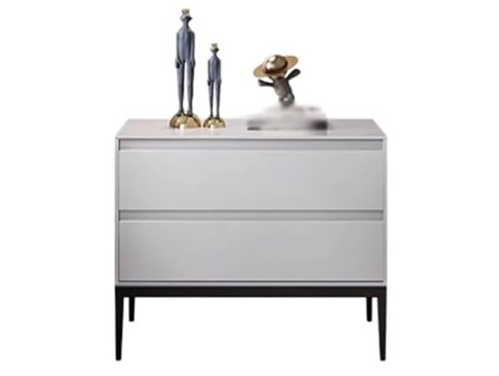 xiuling4568 Aufbewahrungs Organizer Sideboard Komplett Aus Holz Nachttisch Schlicht Bemalt for Schlafzimmer Keine Installation(Matte White,Medium)