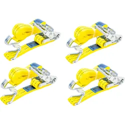 Satz aus vier gelben UNITRAILER 6m/35mm/2t Transportgurten mit Spannvorrichtung