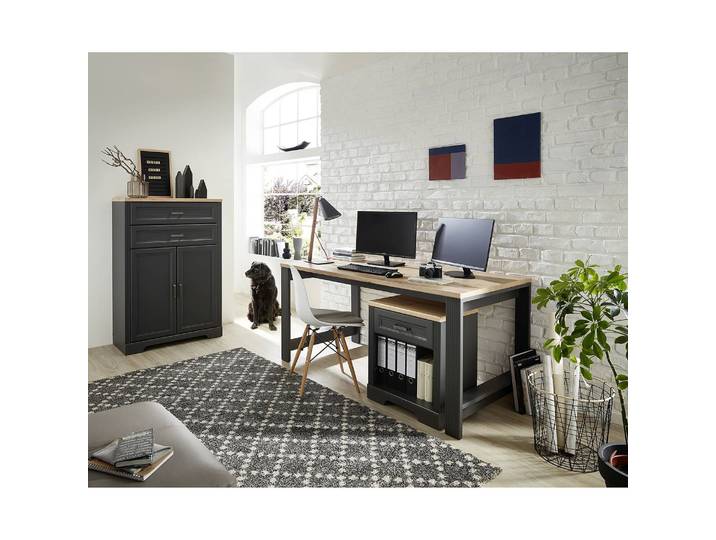 Büroschrank III 86 x 127 x 38cm Grau/Graphit