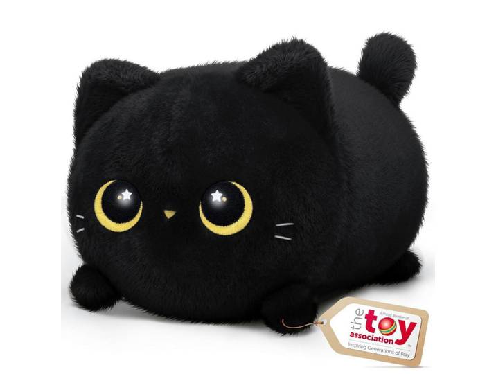 Plüschkissen Schwarze Katze 20 cm, 13.2x20.3 cm, Spielzeug, Kuscheltiere