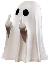 Inspired Finds Funny Middle Finger Ghost Statue Cute Halloween Decor Figurine white