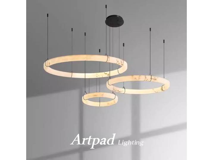 Lampes suspendues en marbre artificiel, lampe suspendue ronde en imitation marbre, lustre en fausse pierre pour la décoration du salon, éclairage intérieur
