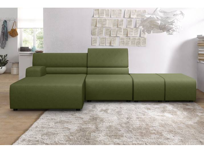 Ecksofa EGOITALIANO Babouche, Designsofa mit aussergewöhnlichem Sitzkomfort zum Wohlfühlen , grün (kiwi), B:384cm T:98cm, 100% Polyester. Wasserabweisende Mikrofaser., Sofas, Ecksofa