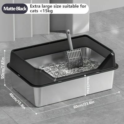 Inspire Essentials KEMORELA XL Stainless Steel Covered Cat Litter Box With High Sides 8