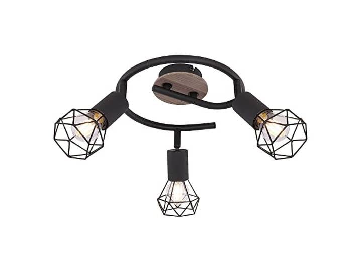 Globo Deckenleuchte Xara I schwarz mit Holz 3-flammig Ø 23cm - 54802S-3H
