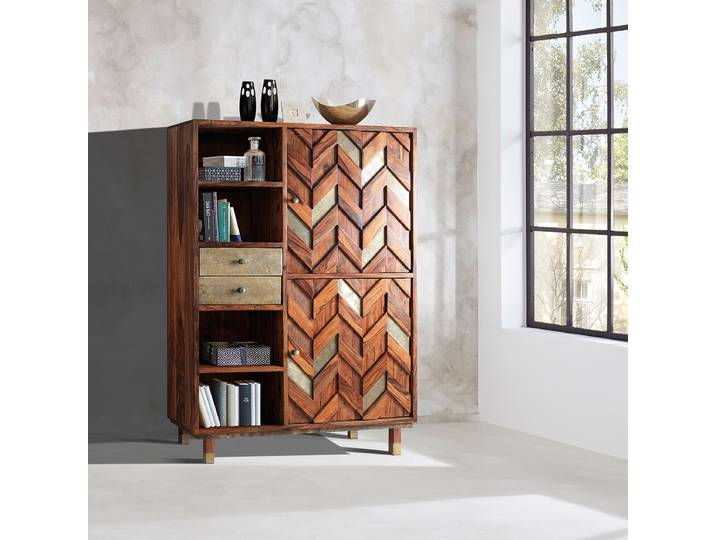 Buffet haut massif 118 x 165 x 40cm Marron