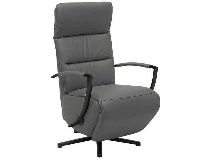 Cantus Relaxsessel, Grau, Metall, Echtleder, Color-Finish-Leder, 64x112x80 cm, Fussart wählbar, Lederauswahl, Stoffauswahl, Relaxfunktion, Wohnzimmer, Sessel, Relaxsessel