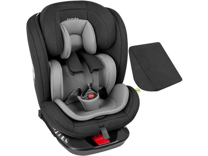 tectake Autositz Drehbar Linus, ab Geburt bis 150 cm, Belastbarkeit 18 kg, hellgrau/schwarz, Hellgrau, Schwarz, Kunststoff, 48x74x55 cm, Baby on Tour, Kindersitze, Kindersitze I-Size 76-150cm