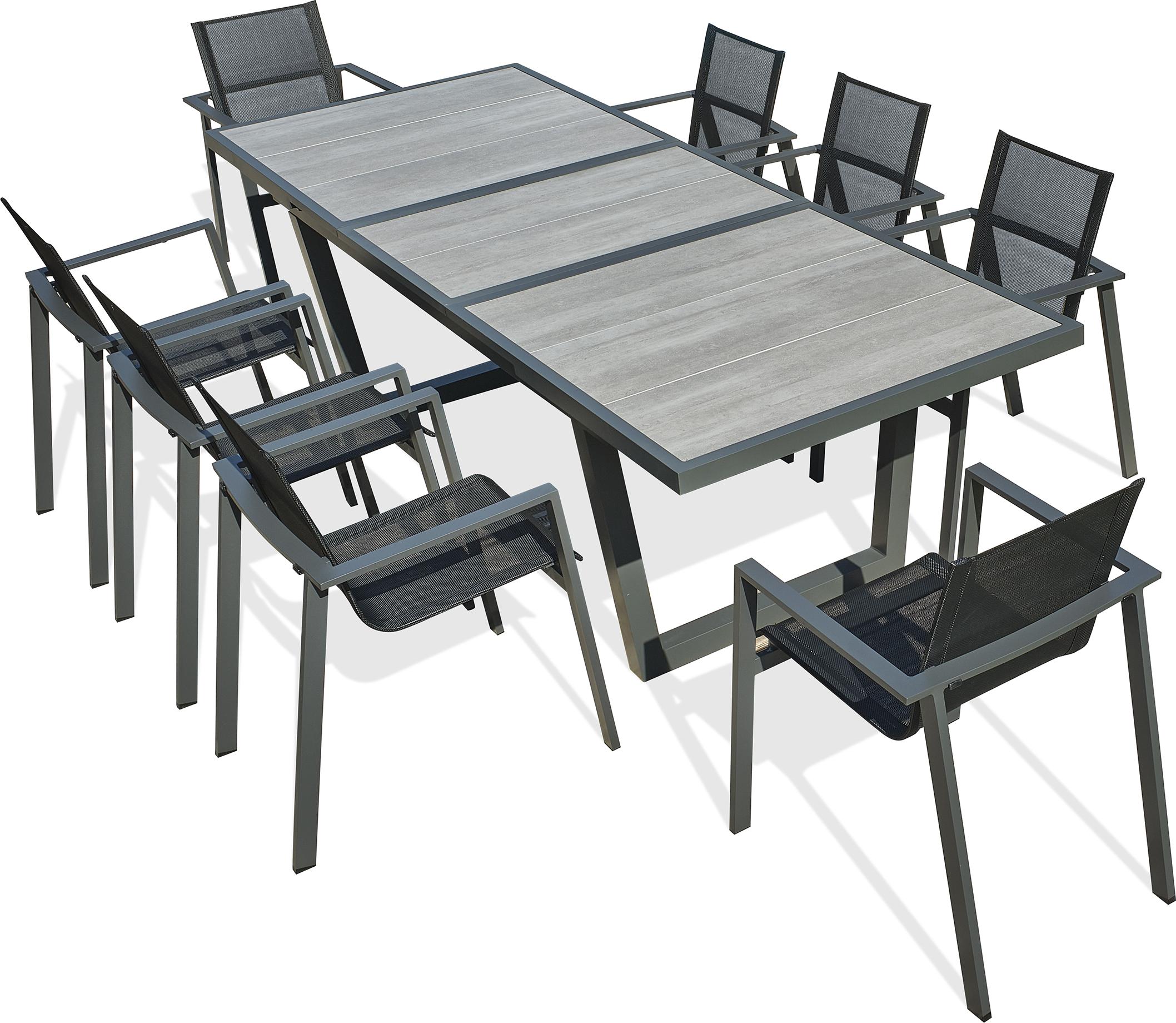 8-Sitzer-Essgruppe ausfarbenem Aluminium und Keramikplatte