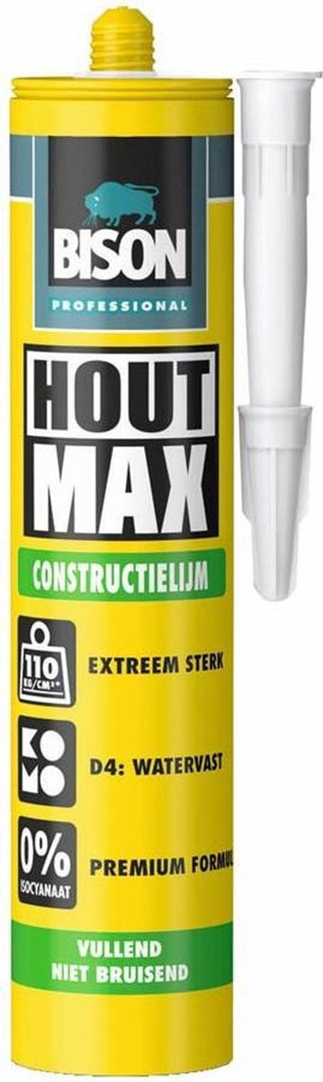 Bison Professional Hout Max Constructielijm D4 - 380 gram