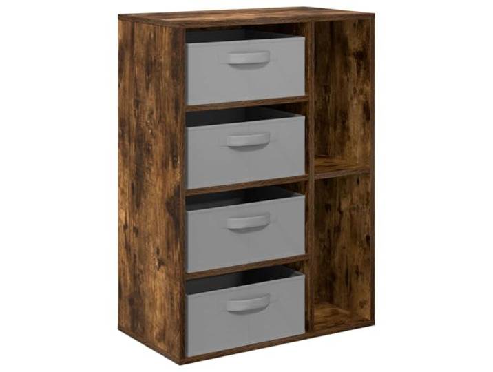 Makastle Sideboard Wohnzimmer 60 x 33,5 x 84 cm Raucheiche mit 4 Schubladen und 4 Regalen aus Holzwerkstoff