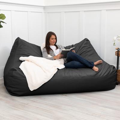 Jaxx Atrium Collection Lozia Loveseat - Large Bean Bag Sofa for Home Theaters, Offices, Schools & Receptions - Faux Leather