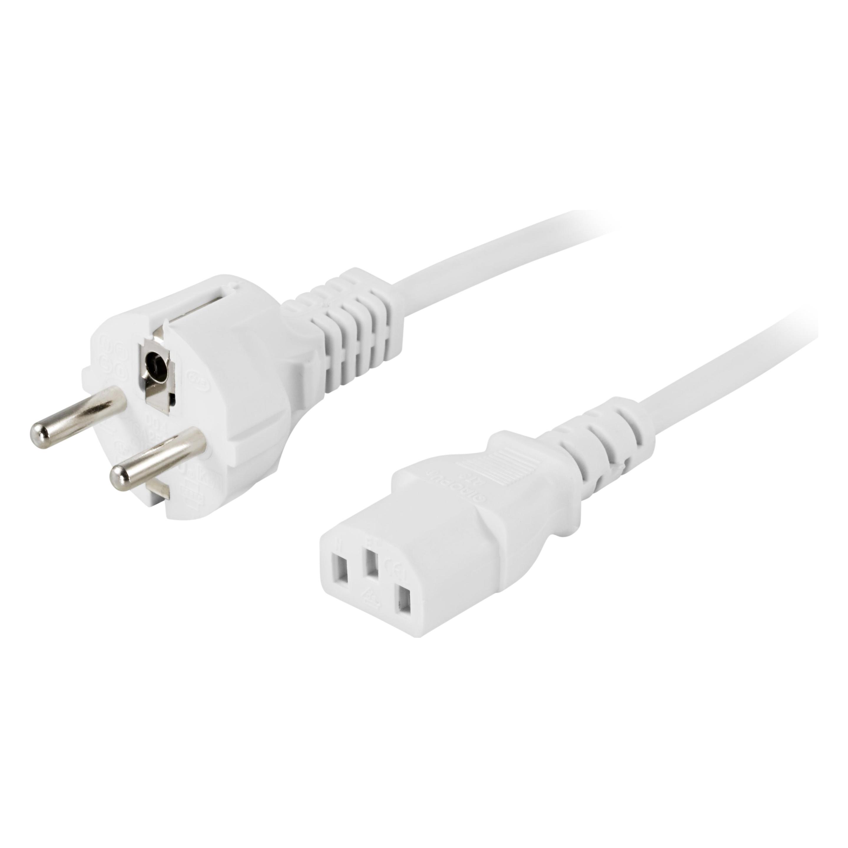 Deltaco Kbl apparatkabel jordad rak 0.5m vit (0.50 m) (DEL-109MV-50)