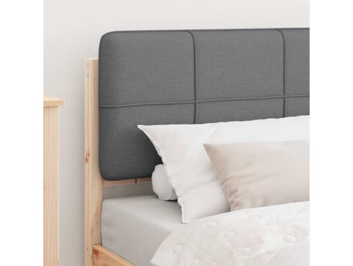 KTHLBRH Bett aus massivem Kiefernholz mit gepolstertem Kopfteil hellgrau Lattenrost aus Holz, kein Boxspringen erforderlich, waschbarer Bezug, einfache Montage