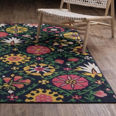 Style Haven Harlowe Bold Boho Floral Navy/ Multi Area Rug
