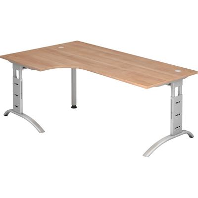 Hammerbacher Schreibtisch 200x120cm höhenverstellbar bis 85cm 90 Grad Nussbaum