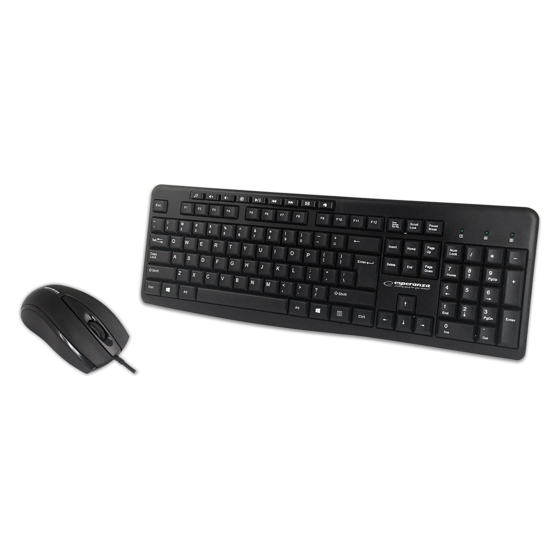 Esperanza EK137 Set - mit USB-Anschluss und Maus Schwarz (US, Kabelgebunden) (EK137)