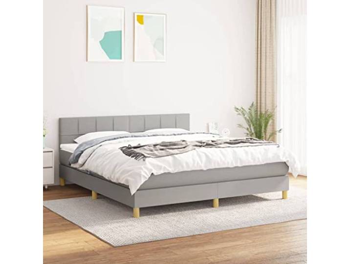 RJPLMFV Lattenrost, Matratze, 160 x 200 cm, hellgrau, Stoff Verstellbarer Kopf, Taschenfedern, Unterstützung für Rücken und Bauch, Matratzenschoner inklusive