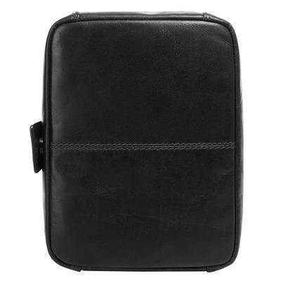 Kulturbeutel X-ZONE "X-ZONE Herren, Damen echt Leder", Gr. B/H/T: 21cm x 15cm x 9cm onesize, schwarz, Leder, beschichtet, glänzend, Taschen Kulturbeutel, echt Leder
