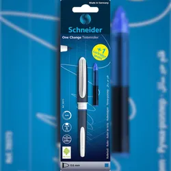 Schneider Tintenroller One Change 0.6 blau, Ersatzpatrone, Blisterkarte