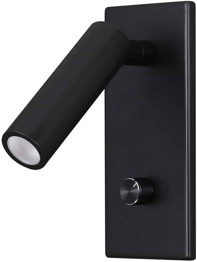 Metro UltraBeam 5 Watt Recessed Dimmable Bedroom Wall and Headboard LED Reading Lamp Matte Black 15.2cm H X 7cm W X 2.5cm D