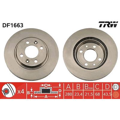Trw Bremsscheibe [Hersteller-Nr. DF1663] für Saab