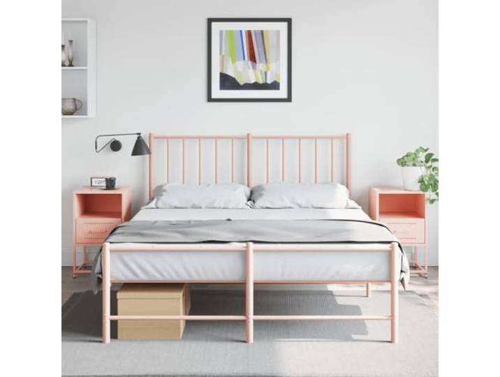 HEFZGDB Industriestil Nachttische 2 Stück Rosa 36x39x60,5 cm Stahl mit Schublade Stauraum