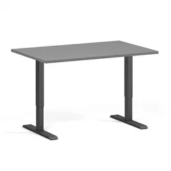 Höhenverstellbarer Schreibtisch, 2 Motoren, 74-121 cm, Tischplatte 120x80 cm, schwarzes Metallgestell, graphit