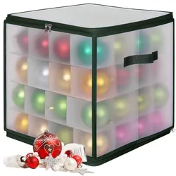 Relaxdays Weihnachtskugel Aufbewahrungsbox Grün,Transparent