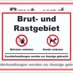 HB-Druck Brut- und Rastgebiet Betreten und Hunde verboten Schild A0 (841x1189mm)
