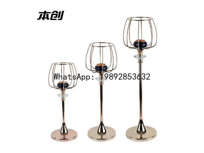 Lampe à bougie en métal PYJ, décoration de table en fer forgé, ornement artisanal, porte-bougie, coupe à bougie, 2 pièces