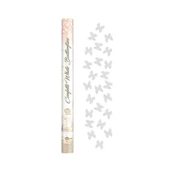 Konfettikanone Schmetterlinge weiß Hochzeit 60 cm
