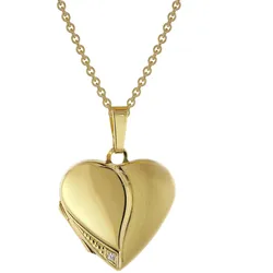 trendor 75738 Medaillon Herz mit Damen-Halskette Gold auf Silber 925, 60 cm