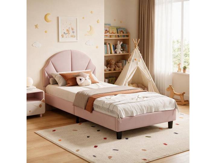 Simurq Einzelbett Einzelbett Kinderbett, höhenverstellbares, verstärkte Stützfüße, Samt